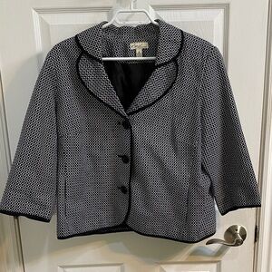 Kim Rogers Geometric Black and White Cropped Blazer Women’s Size 16 Fall Office